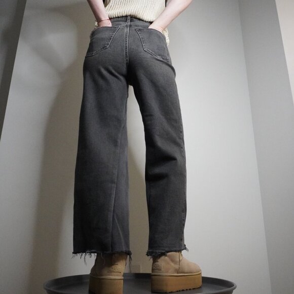 Upcycled Hollister Black Wide Straight-Leg Jeans - Size 26 - Picture 3 of 13